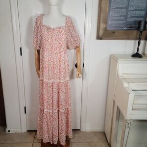 Chelsea28 Nordstrom Floral Smocked Puff Sleeve Tiered Cottagecore Dress Size XXL